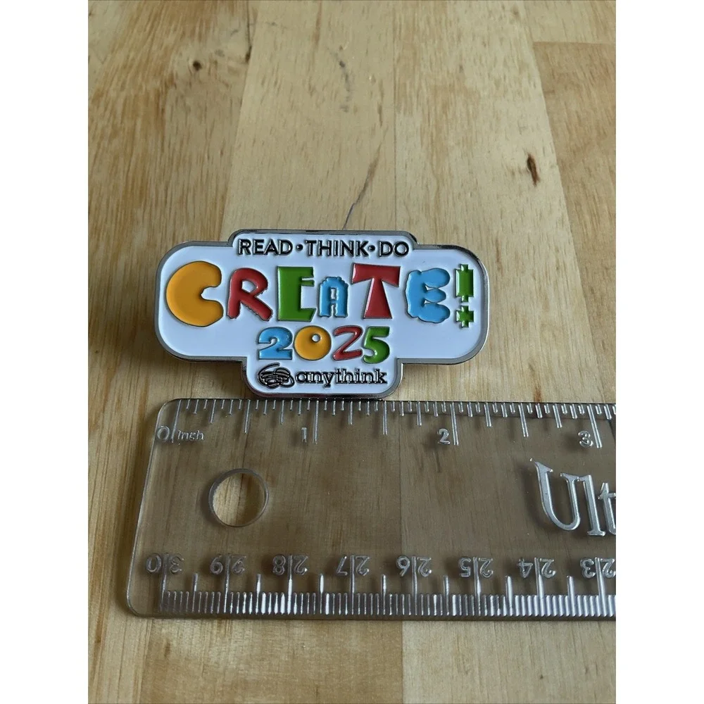 Read Think‎ Do Create 2025 Anythink Library Summer Pins